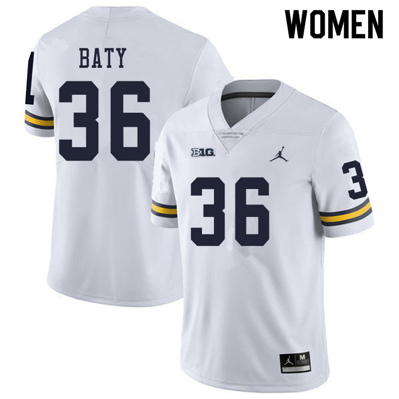 Women #36 Ramsey Baty Michigan Wolverines College Football Jerseys Sale-White